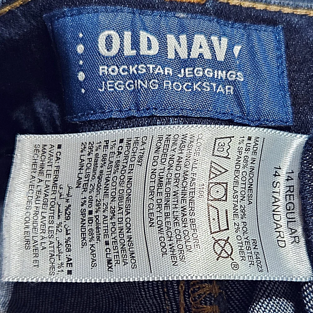 Old Navy Dark Blue Rockstar Jeggings Skinny Jeans, Size 14